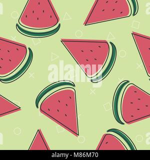 Seamless background with watermelon slices. Vector illustration. Stock Vector
