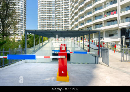 Rising Arm Access Barrier at Car Parking Stock Photo