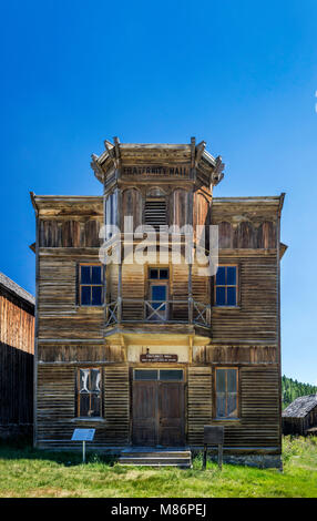 Fraternity Hall in ghost town of Elkhorn, Montana, USA Stock Photo