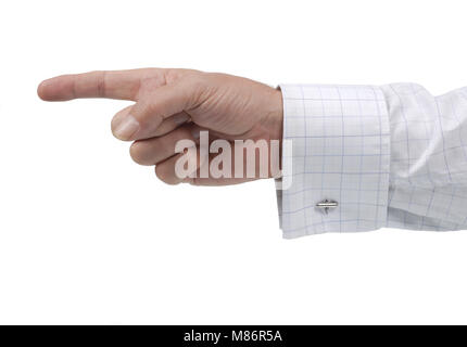 Executive businessman pointing his finger isolated on a white background. Stock Photo