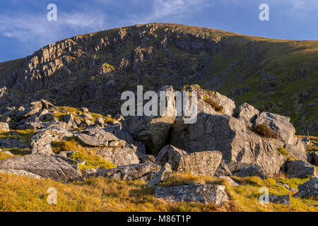 Rocks near Marchlyn Mawr and Elidir Fawr, Snowdonia, Wales Stock Photo