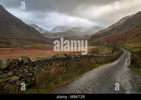 Nant Ffrancon valley in winter, Snowdonia, North Wales Stock Photo