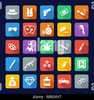 Gangster Icons Flat Design Stock Vector