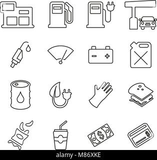 Gas Station or Gas Pump Icons Thin Line Vector Illustration Set Stock Vector