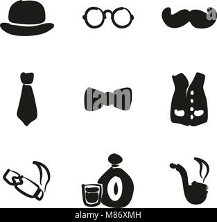 Gentleman Icons Freehand Fill Stock Vector