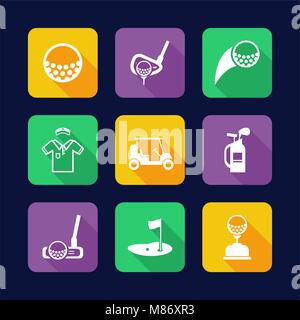 Golf Icons Flat Design Stock Vector