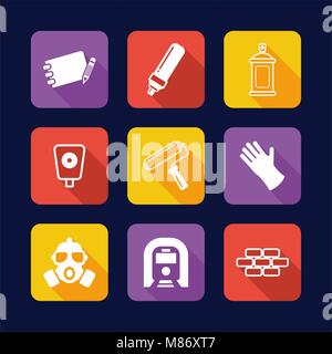 Graffiti Icons Flat Design Stock Vector