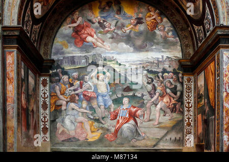 Milan: Church of San Maurizio at the major monastery: Martyrdom of Santo Stefano Stock Photo