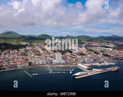 Ponta Delgada, aerial view, Sao Miguel Island, Azores, Portugal Stock Photo