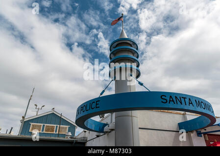 Police substation on Santa Monica Pier, California Stock Photo