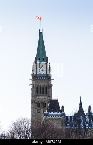 Peace Tower of Parliament Hill viewed from Major's Hill Park Stock Photo