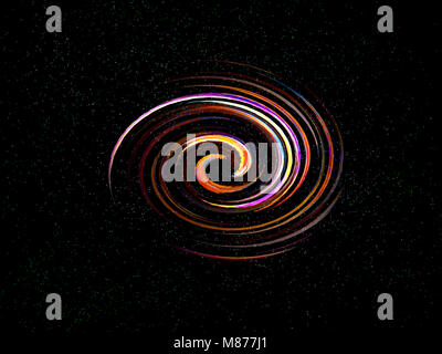 Colored spiral color blend on black background, galaxy, space, stars Stock Photo