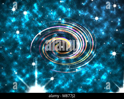 Colored spiral color blend on black background, galaxy, space, stars Stock Photo