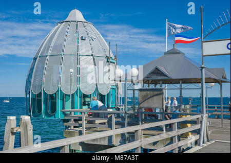 Pier with diving bell, Groemitz, Baltic Sea, Schleswig-Holstein, Germany, Europe Stock Photo