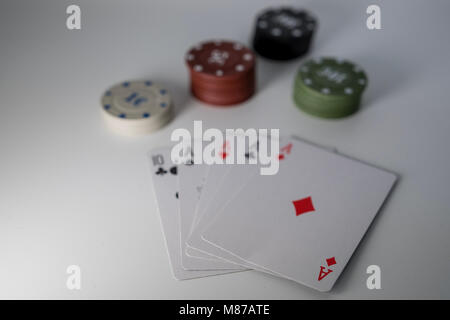 Poker chips and cards Stock Photo