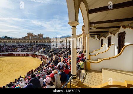 Antequera, Spain - March 30, 2017: People in the Antequera Bullring, Andalusia Spain Stock Photo