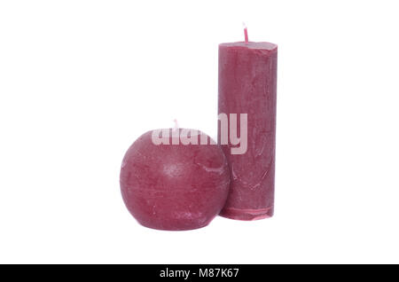 Red candle isolated on white background Stock Photo
