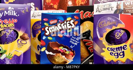 Assorted chocolate easter eggs Stock Photo