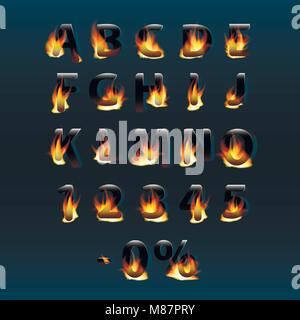 Fire Flame Clipart Font (Printable Burning Letters and Numbers