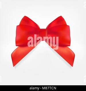 Decorative red bow. 3D Realistic Vector Illustration Stock Vector