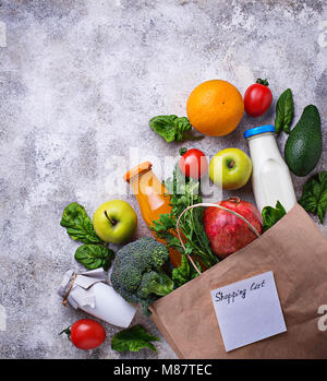 Healthy organic products with paper bag  Stock Photo