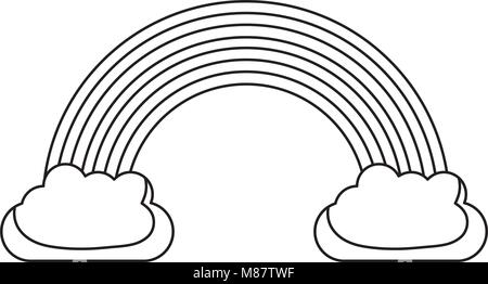 monochrome silhouette of rainbow between two clouds Stock Vector