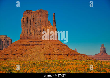 The West Mitten Butte, rock formation, in iconic Monument Valley, Arizona Stock Photo