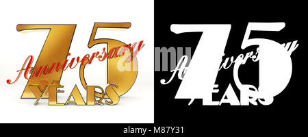 Golden number seventy five (number 75) and the word 'years' against the backdrop of the prospect of greeting text. 3D illustration Stock Photo