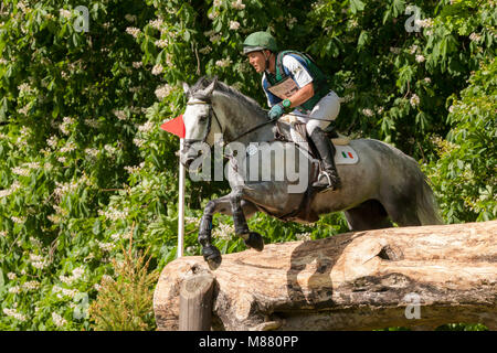 HOUGHTON, NORFOLK/ENGLAND - May 27th 2017: Houghton International Horse Trials 2017 Austin OConner riding Colorado Blue. Including cross country, even Stock Photo