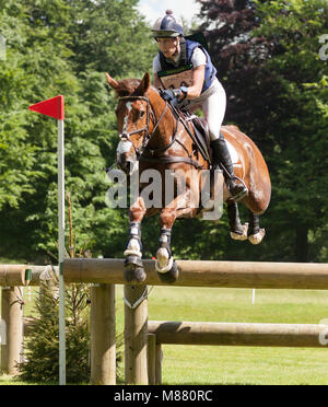 HOUGHTON, NORFOLK/ENGLAND - May 27th 2017: Houghton International Horse Trials 2017 Caroline March riding Barrichello. Including cross country, eventi Stock Photo