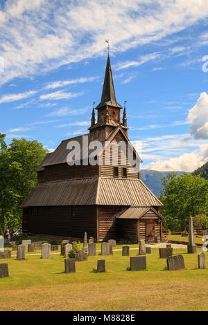 Kaupanger stave church, Sogndal Norway, during summer Stock Photo