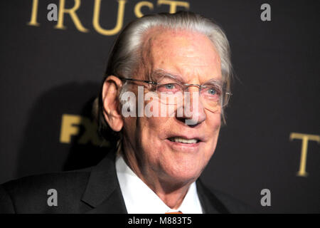 Donald Sutherland attending the FX Networks' 'Trust' New York Screening at Florence Gould Hall on March 14, 2018 in New York City. Stock Photo