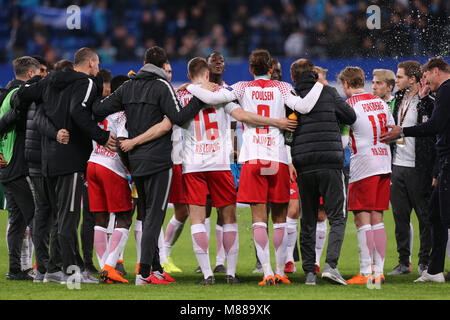 Saint Petersburg, Russia. 15th Mar, 2018. Players of RB Leipzig celebrates after the UEFA Europa League Round of 16 2nd leg football match between FC Zenit Saint Petersburg and RB Leipzig ended at Saint Petersburg Stadium. Credit: Igor Russak/SOPA Images/ZUMA Wire/Alamy Live News Stock Photo