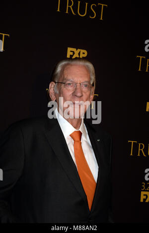 NEW YORK, NY - MARCH 14 :Donald Sutherland attends the FX Networks' 'Trust' New York Screening at Florence Gould Hall on March 14, 2018 in New York City.  People:  Donald Sutherland Stock Photo