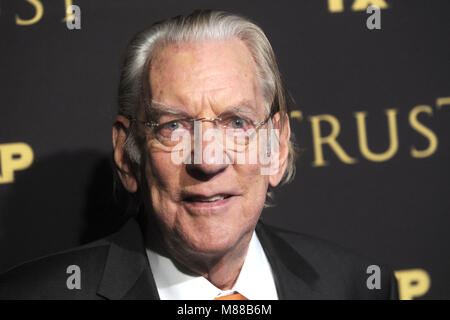 New York City. 14th Mar, 2018. Donald Sutherland attending the FX Networks' 'Trust' New York Screening at Florence Gould Hall on March 14, 2018 in New York City. | Verwendung weltweit/picture alliance Credit: dpa/Alamy Live News Stock Photo