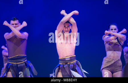 ExCel, London, UK. 16 March 2018. Move It dance event opens from 16-18 March. Performers, day 1 on the main stage. Credit: Malcolm Park/Alamy Live News. Stock Photo