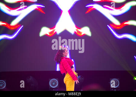 ExCel, London, UK. 16 March 2018. Move It dance event opens from 16-18 March. Performers, day 1 on the main stage. Credit: Malcolm Park/Alamy Live News. Stock Photo