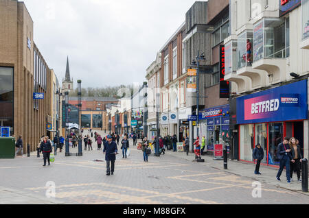 Shoppers in Park Street, Walsall in the pedestrianised shopping area of the industrial town in the West Midlands Stock Photo