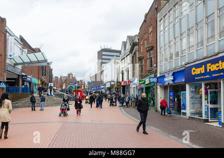 Shoppers in Park Street, Walsall in the pedestrianised shopping area of the industrial town in the West Midlands Stock Photo