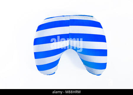 colored striped road travel pillow isolated on white background. Stock Photo