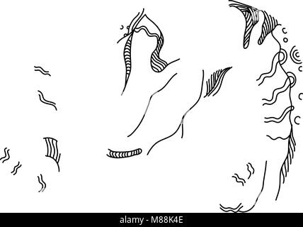 Doodle art illustration of head of an argali or mountain sheep (species Ovis ammon), a Mongolian word for wild sheep that roams the highlands of Centr Stock Vector
