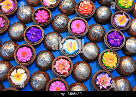 Thailand; Chiang Mai, night market, carved soaps, souvenirs, Stock Photo