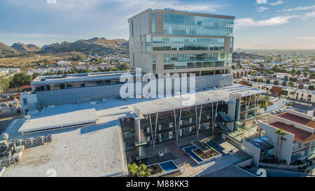 Aerial views of Kino Boulevard and houses of Colonia Pitic, in ...