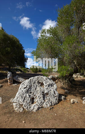 The megalithic monolith stones in the Talatí de Dalt settlement, Minorca, Balearic Islands, Spain Stock Photo
