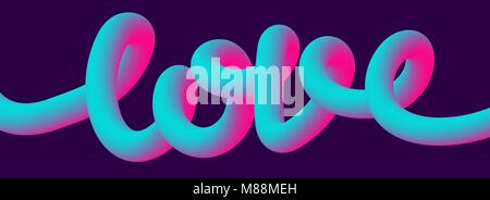 Horizontal neon valentones day love banner Stock Vector