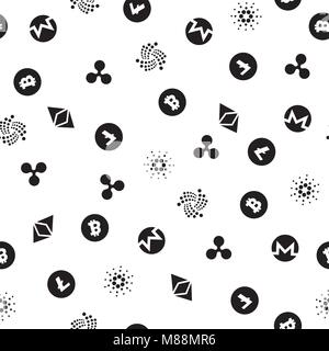 Cryptocurrency seamless pattern. Crypto currency background. Vector illustration Stock Vector