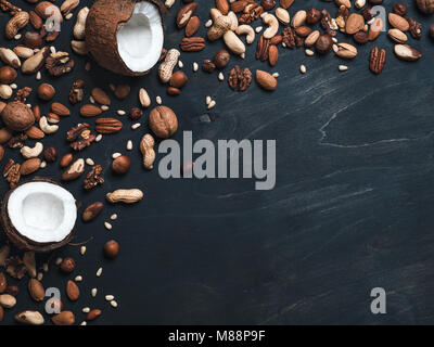 Background of mixed nuts with copy space Stock Photo