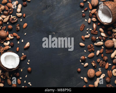 Background of mixed nuts with copy space Stock Photo