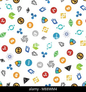 Cryptocurrency seamless pattern. Crypto currency background. Vector illustration Stock Vector