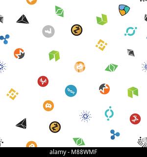 Cryptocurrency seamless pattern. Crypto currency background. Vector illustration Stock Vector